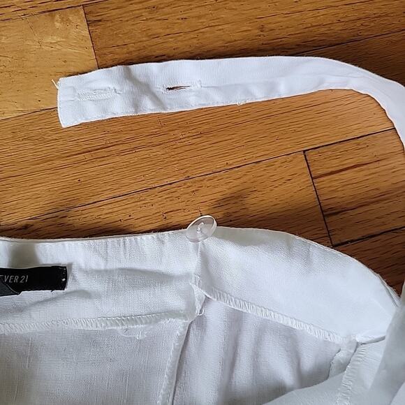 Forever 21 Belted Linen Blend Midi Sun Dress Fit Flare Coastal Summer - Picture 4 of 12